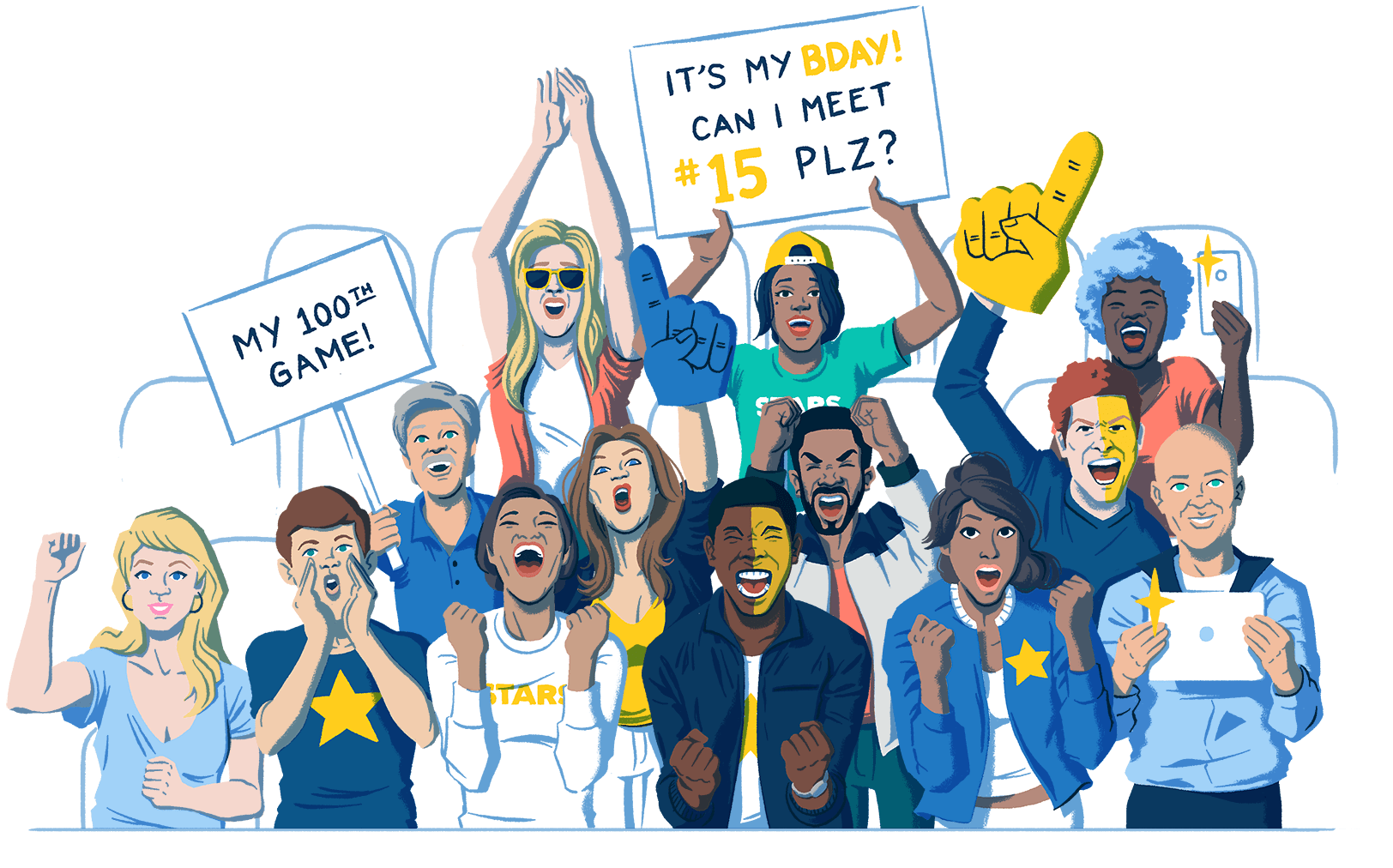 Sports fans cheer on their favorite team